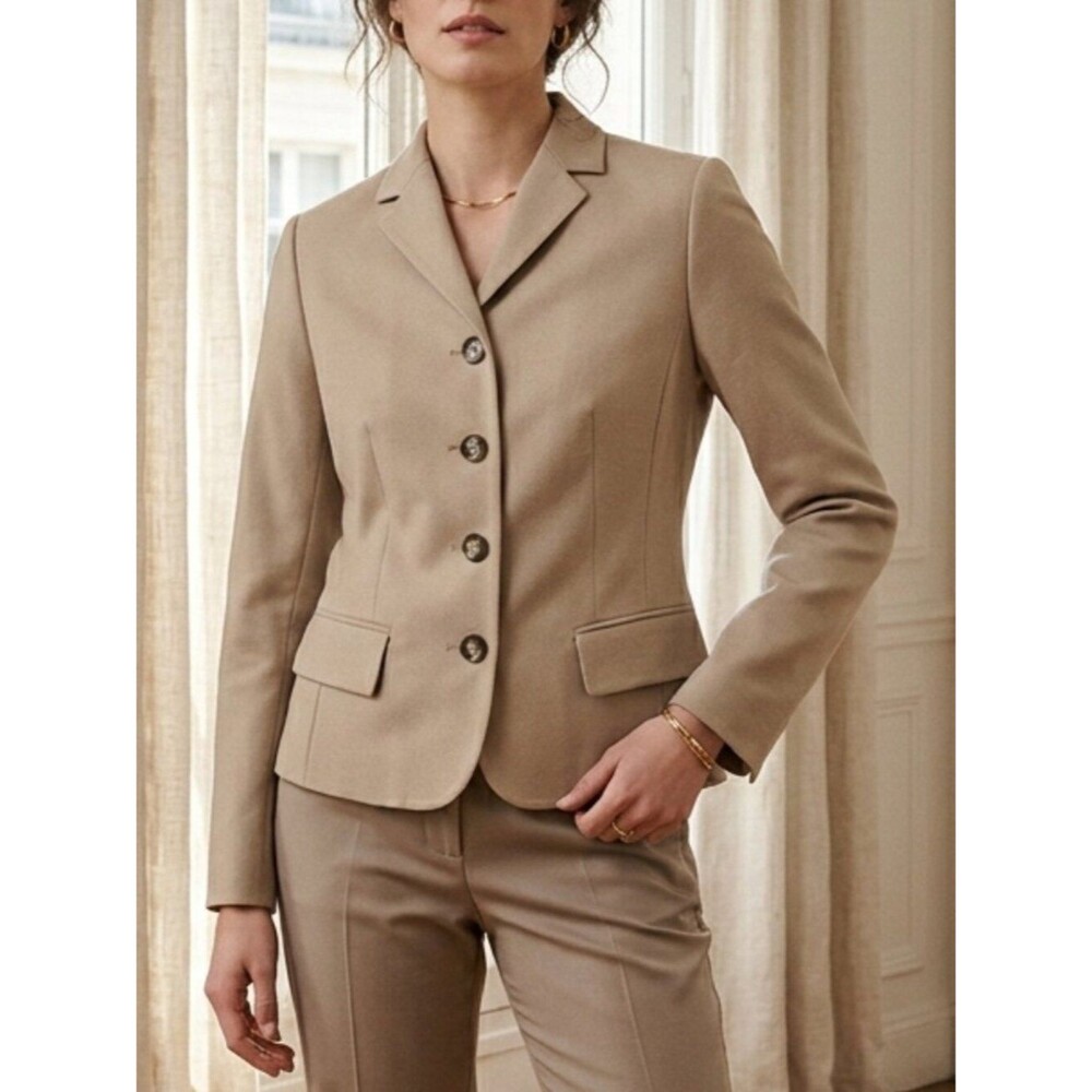 Liz Claiborne Tan Blazer Jacket - Button Front - Faux Pockets - Size 14